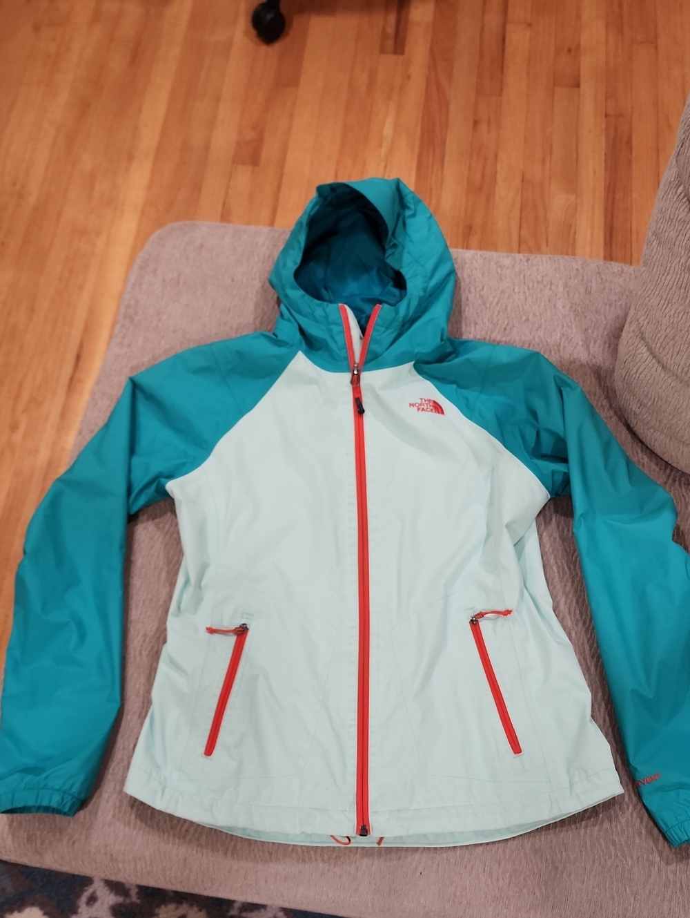 The North Face Allabout Waterproof Jacket Size M Teal Mint Colorblock Rain Coat